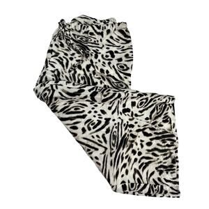 Chicos Womens Pull On Capri Pants Size 2 Large Animal Print Wide Leg Brown